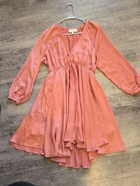 Pinch Rust-Pink High-Low V-Neck Dress